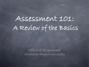Assessment 101: A Review of the Basics Office of Assessment Christopher Newport University