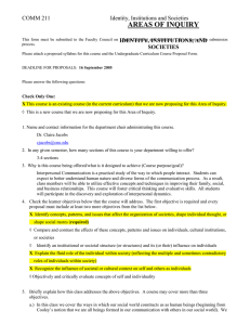 AREAS OF INQUIRY  COMM 211 Identity, Institutions and Societies