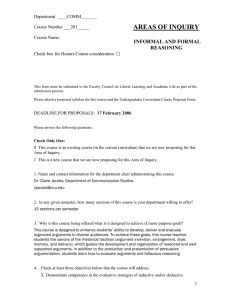 AREAS OF INQUIRY  INFORMAL AND FORMAL REASONING