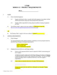 UTMB RIDER 112 - PROJECT REQUIREMENTS PO #______________________