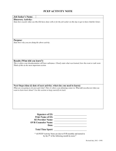 PCEP ACTIVITY NOTE  Job Seeker’s Name: Discovery Activity: