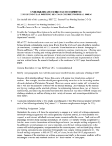 UNDERGRADUATE CURRICULUM COMMITTEE 223 SECOND-YEAR WRITING SEMINAR COURSE PROPOSAL FORM  1.