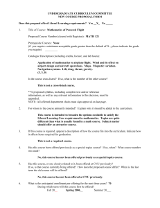 UNDERGRADUATE CURRICULUM COMMITTEE NEW COURSE PROPOSAL FORM