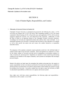 SECTION X Code of Student Rights, Responsibilities, and Conduct