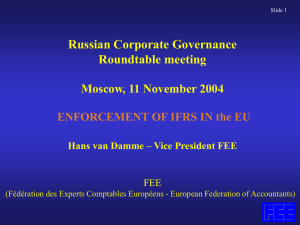 Russian Corporate Governance Roundtable meeting Moscow, 11 November 2004
