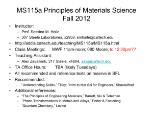 MS115a Principles of Materials Science Fall 2012