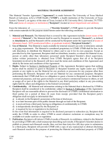 MATERIAL TRANSFER AGREEMENT  Agreement UTMB