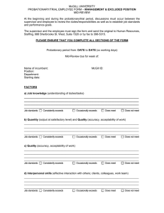 McGILL UNIVERSITY MANAGEMENT &amp; EXCLUDED POSITION PROBATIONARY/TRIAL EMPLOYEE FORM MID-REVIEW