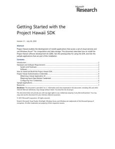 Getting Started with the Project Hawaii SDK