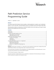 Path Prediction Service Programming Guide