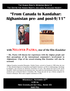 “From Canada to Kandahar: Afghanistan pre- and post-9/11” N P