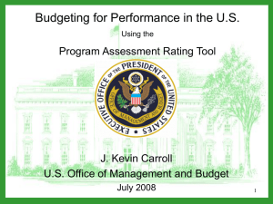 Budgeting for Performance in the U.S. Program Assessment Rating Tool