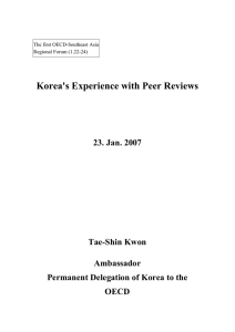 Korea's Experience with Peer Reviews  23. Jan. 2007 Tae-Shin Kwon