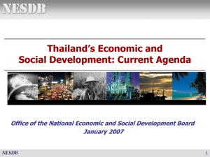 NESDB Thailand’s Economic and Social Development: Current Agenda