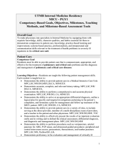 UTMB Internal Medicine Residency MICU - PGY1 Competency-Based Goals, Objectives, Milestones, Teaching