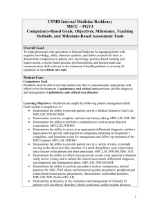 UTMB Internal Medicine Residency MICU – PGY3 Competency-Based Goals, Objectives, Milestones, Teaching