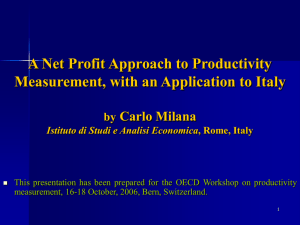 A Net Profit Approach to Productivity Carlo Milana by