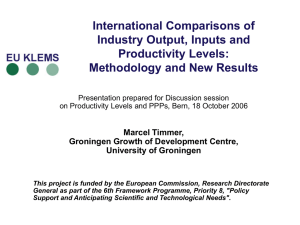 International Comparisons of Industry Output, Inputs and Productivity Levels: Methodology and New Results