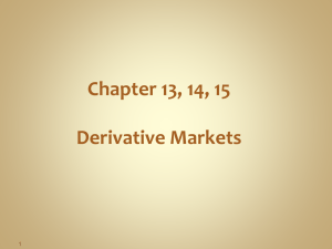 Chapter 13, 14, 15 Derivative Markets 1