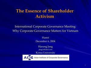 The Essence of Shareholder Activism International Corporate Governance Meeting:
