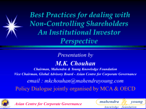 Best Practices for dealing with Non-Controlling Shareholders An Institutional Investor Perspective