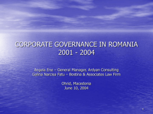 CORPORATE GOVERNANCE IN ROMANIA 2001 - 2004