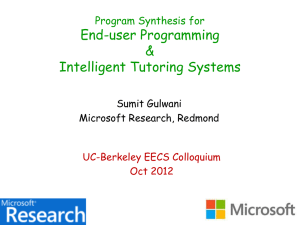 End-user Programming &amp; Intelligent Tutoring Systems Program Synthesis for