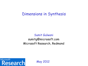 Dimensions in Synthesis Sumit Gulwani May 2012