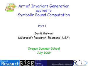 Art of Invariant Generation Symbolic Bound Computation applied to Sumit Gulwani