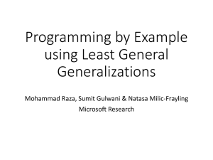 Programming by Example using Least General Generalizations