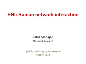 HNI: Human network interaction Ratul Mahajan Microsoft Research @