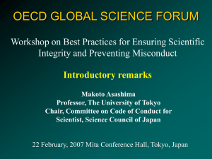 OECD GLOBAL SCIENCE FORUM Workshop on Best Practices for Ensuring Scientific