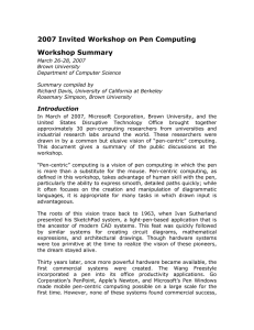 2007 Invited Workshop on Pen Computing Workshop Summary