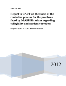 Report to CAUT on the status of the