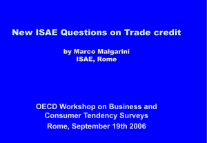 New ISAE Questions on Trade credit OECD Workshop on Business and