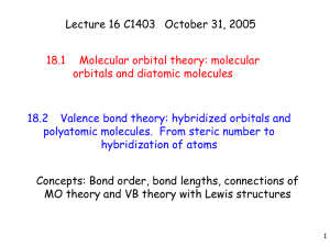 Lecture 16 C1403 October 31, 2005 18.1 Molecular orbital theory: molecular