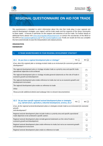 REGIONAL QUESTIONNAIRE ON AID FOR TRADE