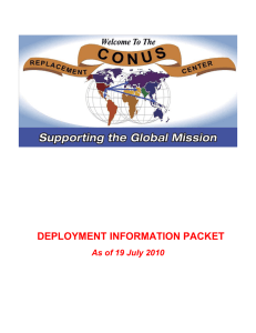 DEPLOYMENT INFORMATION PACKET  As of 19 July 2010