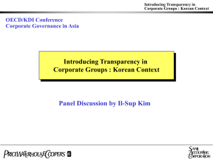 Introducing Transparency in Corporate Groups : Korean Context OECD/KDI Conference