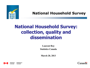 National Household Survey: collection, quality and dissemination National Household Survey