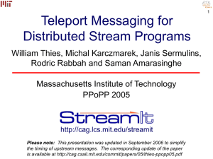 Teleport Messaging for Distributed Stream Programs