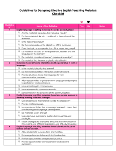   Guidelines for Designing Effective English Teaching Materials Checklist