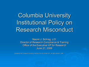 Columbia University Institutional Policy on Research Misconduct