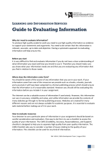 Guide to Evaluating Information L I S
