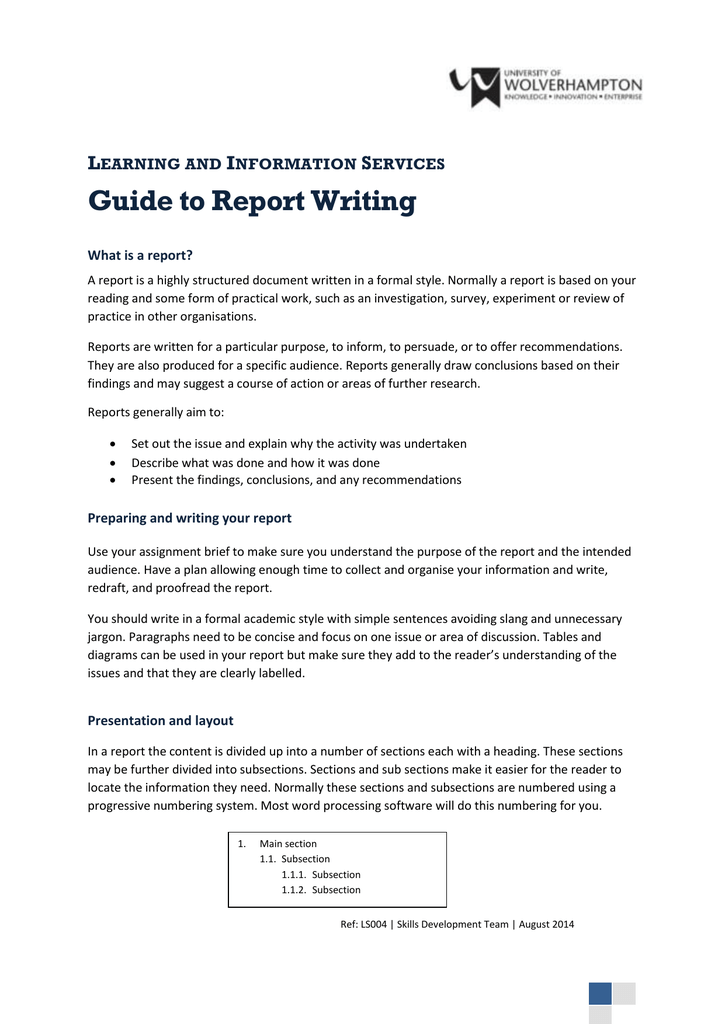 how to write a general report