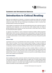 Introduction to Critical Reading L I S