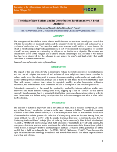 The Idea of Neo-Sufism and its Contribution for Humanity :... Analysis Proceedings of the 1st International Conference on Character Education