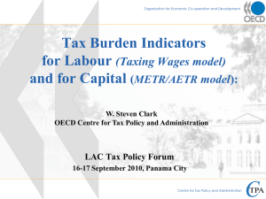 Tax Burden Indicators for Labour and for Capital (Taxing Wages model)