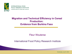 Migration and Technical Efficiency in Cereal Production: Evidence from Burkina Faso Fleur Wouterse
