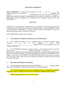 (&#34;Effective  Date&#34;)  by  and  between ... RESEARCH AGREEMENT THIS  AGREEMENT